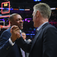 Doc Rivers of the LA Clippers and Steve Kerr of the Golden State Warriors shake hands in a 129-110 Warrior win during Game Six of Round One of the 2019 NBA Playoffs at Staples Center on April 26, 2019, in Los Angeles, Calif.